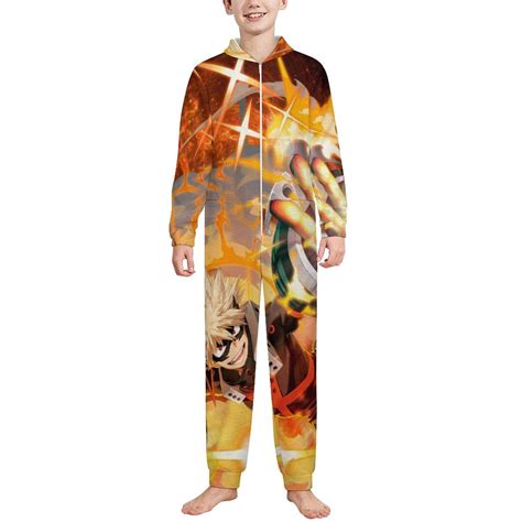 My Hero Academia Fleece Pajama One Piece Sleepwear Jumpsuits for Daily