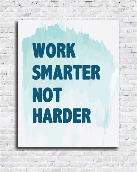 Work Smarter Not Harder Inspirational Quote Watercolor Typography Wall ...