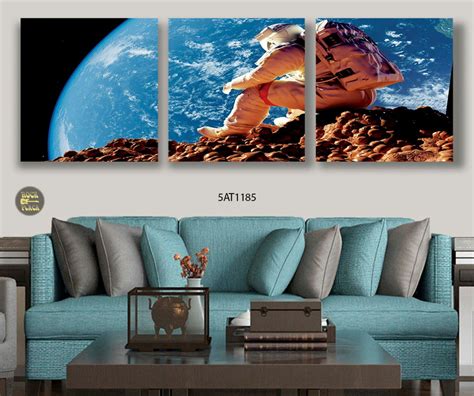 Lindos Quadros Decorativos Astronauta Tela 3 Peçs Elo7