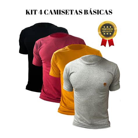 Kit 4 Camisetas Masculinas Básicas Premium Manga Curta 100 Algodão