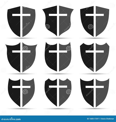 Christian Cross And Shield Of Faith Christian Church Vector Logo