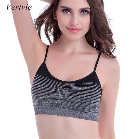 Vertvie Women Sports Bra Wire Free Strappy Bra Crop Tops Sleeping Underwear Running Fitness Yoga