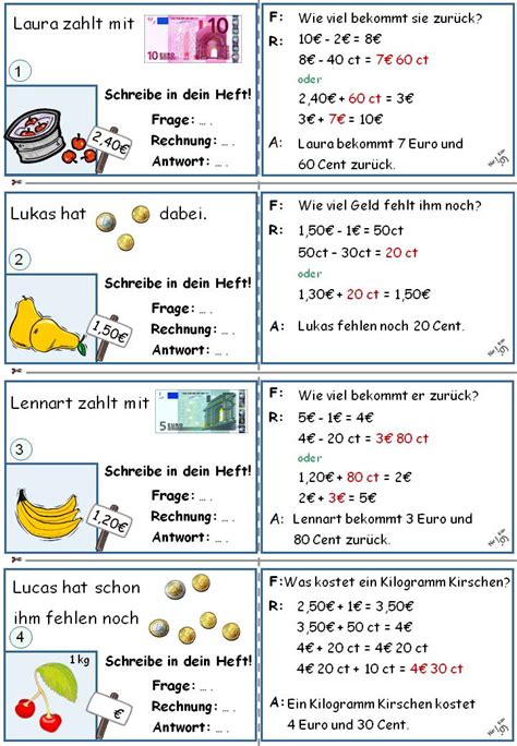 Unterrichtsmaterial Übungsblätter Für Die Grundschule Sachrechnen Leicht Gemacht Kartei