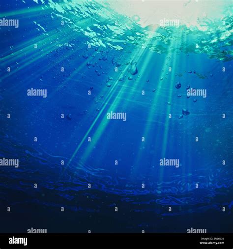 Deep Underwater Abstract Marine Background Tranquil View Stock Photo