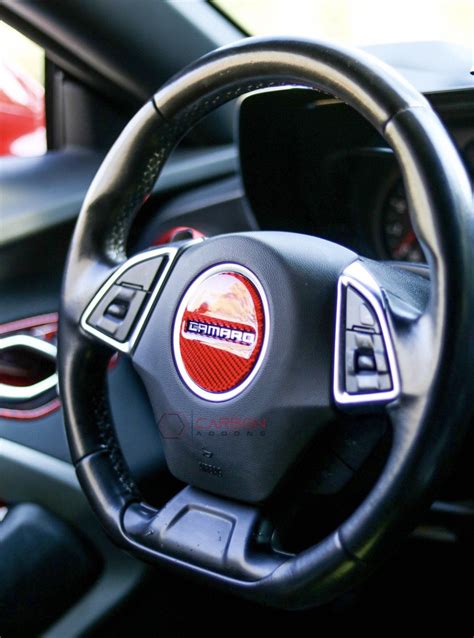 Carbon Fiber Steering Wheel Center Overlay For Chevy Camaro