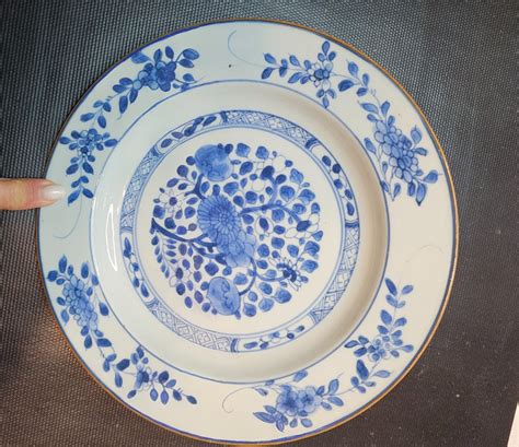 Proantic Plat Qianlong Porcelaine De Chine Bleu Blanc E Si Cle