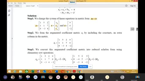 Gauss Jordan Method Solution Of System Of Linear Equations Youtube