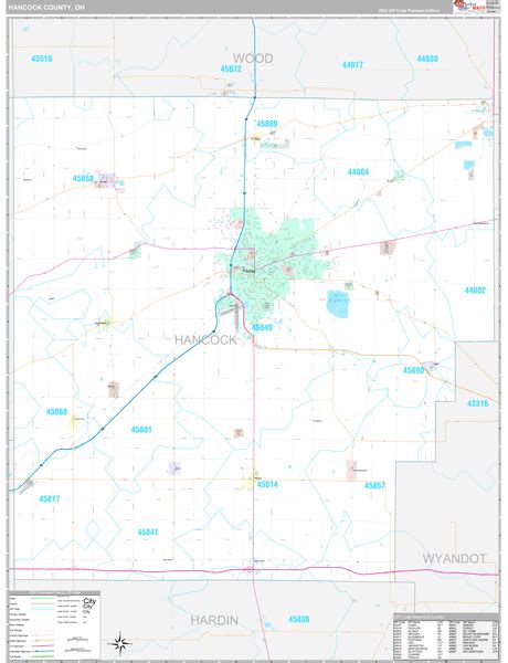 Hancock County, OH Wall Map Premium Style by MarketMAPS - MapSales