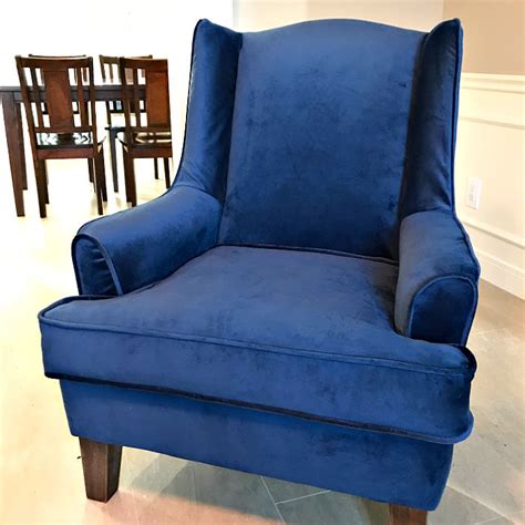 How To Reupholster A Wingback Chair With Wood Trim Kym Heredia