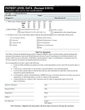 Fillable Online Oshpd Ca OSHPD Patient Level Data User Agreement Form