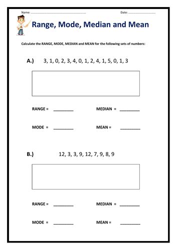 Range Mode Median And Mean Worksheet And Teaching Notes Teaching