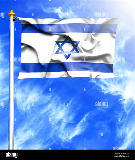 Blue Sky And Mast With Hanged Waving Flag Of Israel Stock Photo Alamy