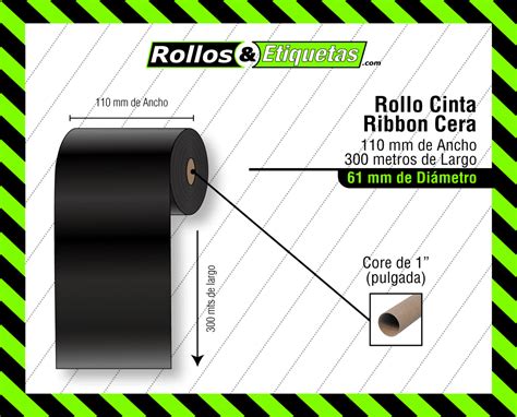 Cinta Ribbon Cera Mm X Mts Rollos Etiquetas