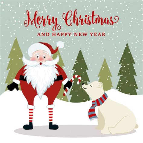 Premium Vector Gorgeous Christmas Card With Santa And Polar Bear