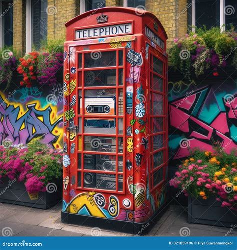 Iron Maiden Tribute In Red Telephone Booth Stock Illustration