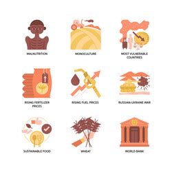 Global Food Crises Icon Set Royalty Free Vector Image