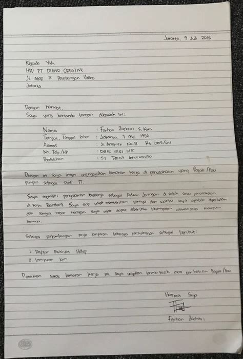 Contoh Surat Kertas Kerja Kadenceareslin