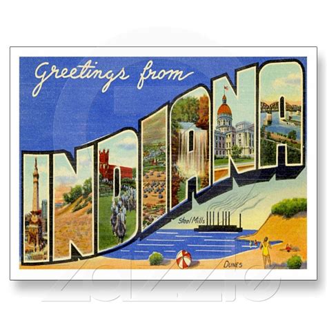 Greetings From Indiana In Travel Postcard Postcard Vintage Postcards