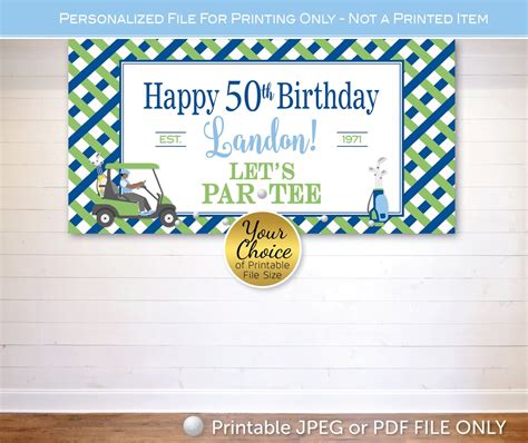 Golf Happy Birthday Backdrop Banner Printable Par-tee - Etsy