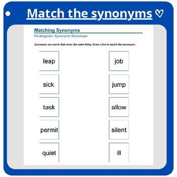 Synonym Match-Up Worksheets by WonderTech World | TPT