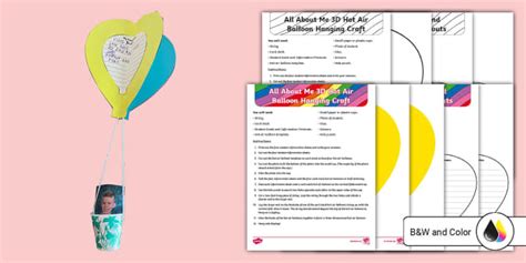 All About Me 3D Hot Air Balloon Hanging Craft Teacher Made