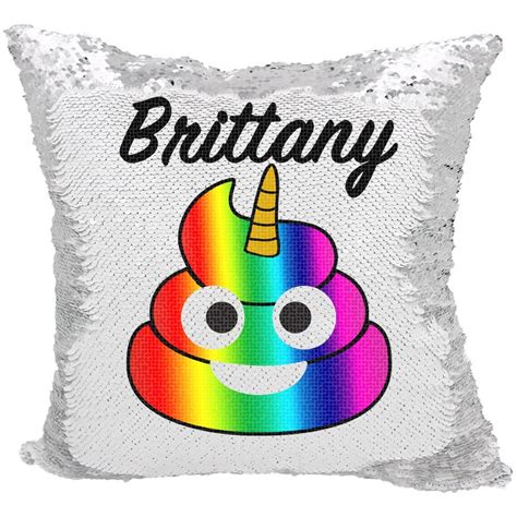 Rainbow Poop Emoji Sequin Pillow Personalized Poop Emoji - Etsy