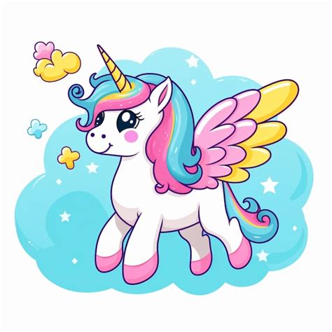 Diseño lindo del ejemplo del unicornio de la historieta Foto Premium