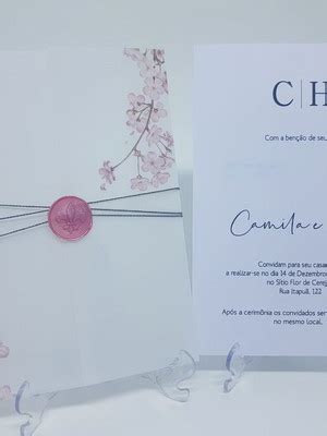 Convite Casamento Nude Rose Lacre De Cera Elo7