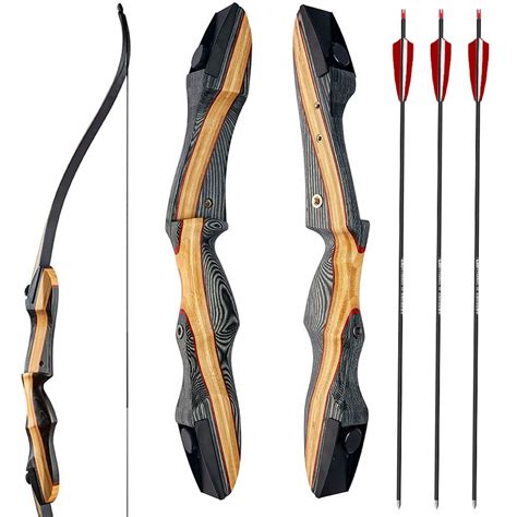 Buy Recurve Bow and Arrow Set 62" Archery Hunting Bow Wooden Takedown ...