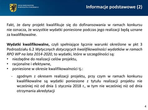 Zasady Kwalifikowalno Ci Wydatk W Projektu W Ramach Poddzia Ania Ppt