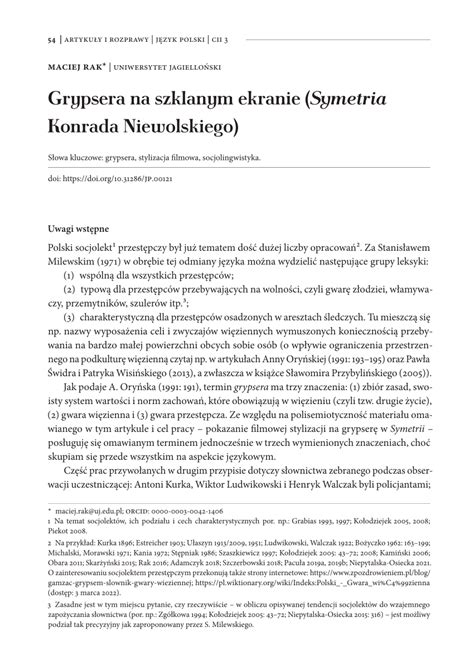 Pdf Grypsera Na Szklanym Ekranie Symetria Konrada Niewolskiego