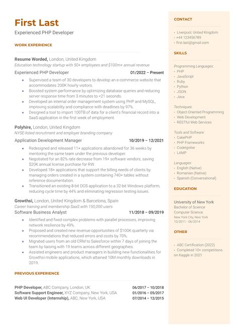 Python Developer Cv Examples For Resume Worded