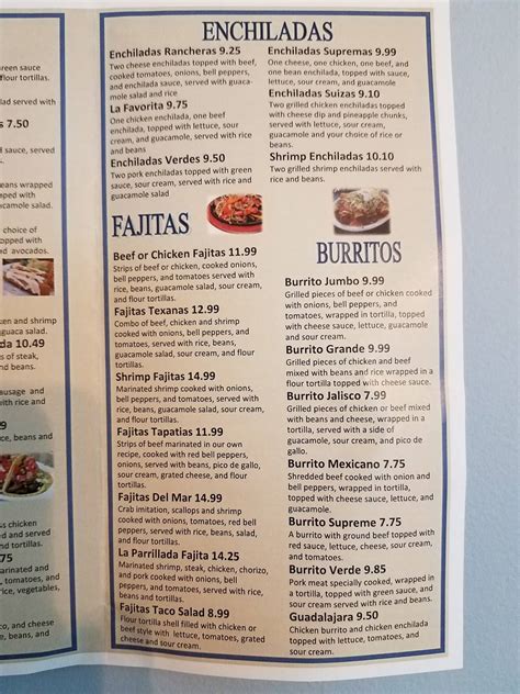 Menu at El Puerto restaurant, Hastings