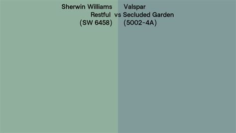 Sherwin Williams Restful Sw 6458 Vs Valspar Secluded Garden 5002 4a Side By Side Comparison