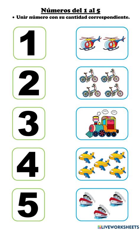 Numeros De 1 A 5 - Los numeros del 1 al 5 online pdf activity | Enseñar números, Educación ...