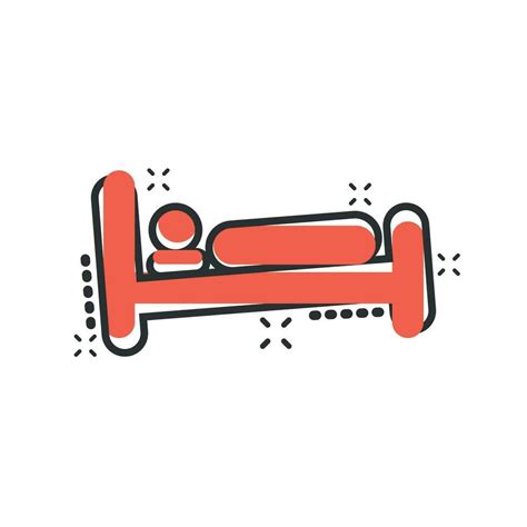 Bed Icon In Comic Style Sleep Bedroom Vector Cartoon Illustration