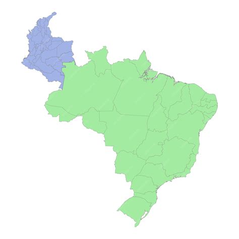 Premium Vector | High quality political map of Brazil and Colombia with