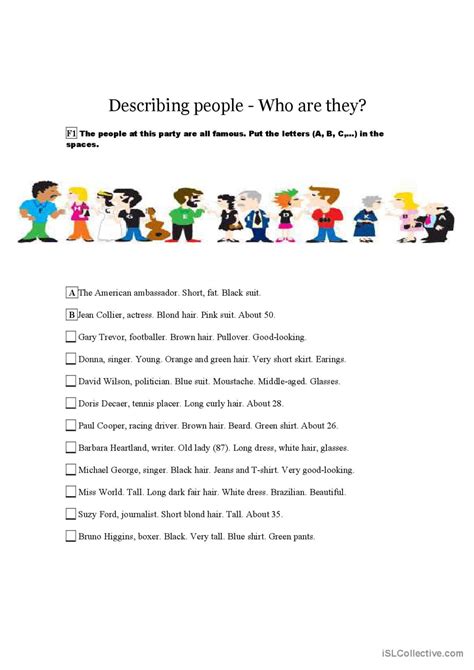 Describing Famous People English ESL Worksheets Pdf Doc