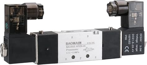 Baomain Válvula neumática solenoide neumática 4V120 06 DC 24V 5 vías 2