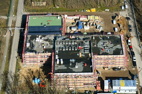 Luftbild Werneuchen Baustelle zum Neubau des Schulgebäudes