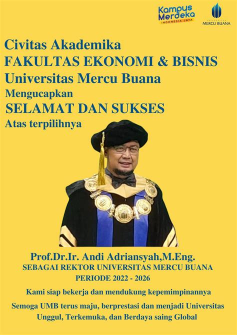 Selamat Dan Sukses Rektor Baru Universitas Mercu Buana ” Profdrir