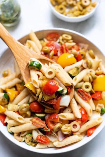 Mediterranean Roasted Vegetable Pasta Salad With Dressing