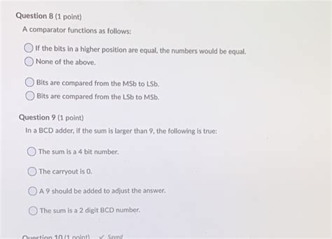 Solved Question 8 1 Point A Comparator Functions As