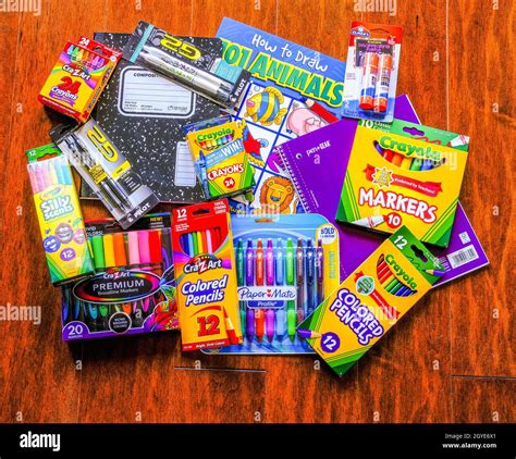 School Supplies for Children Stock Photo - Alamy