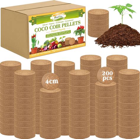 Amazon ZeeDix 200Pcs 40mm Compressed Coco Coir Fiber Potting Soil