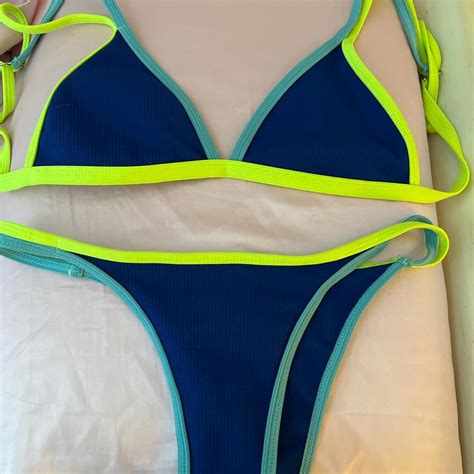 Size Small Bikini Neon Colors Of Yellow And Blues Depop