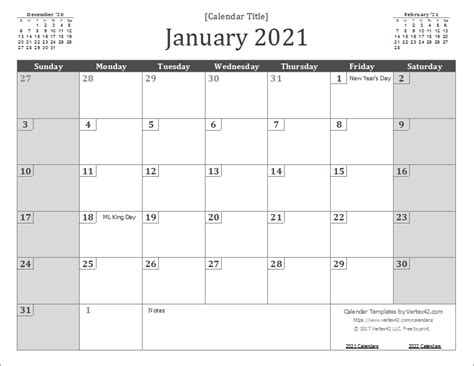 2021 Calendar Templates and Images