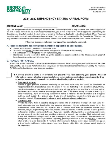 Fillable Online Dependency Status Appeal Form Fax Email Print