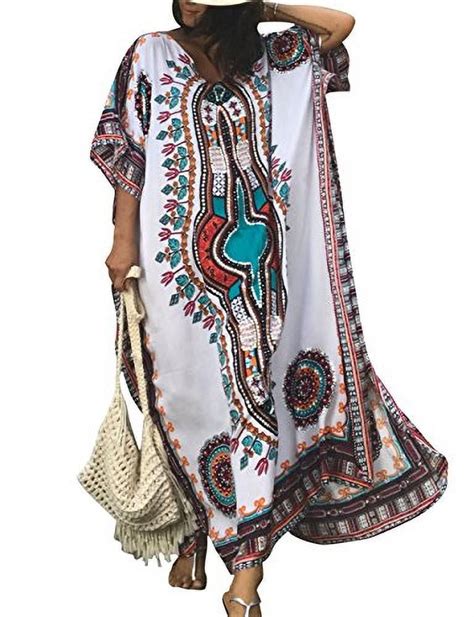 Bsubseach Women Bathing Suits Cover Up Ethnic Print Kaftan Beach Maxi