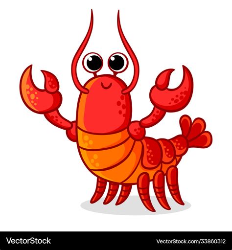 Cute red lobster with claws on a white background Vector Image